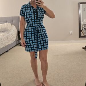 Blue and Black Checkered Dress